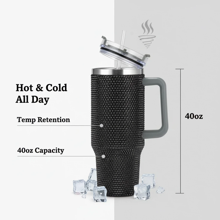 Rhinestone 40oz tumbler for gift and fashion channels